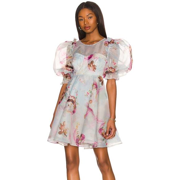 Selkie‎ Chiffon Puff Sleeve "The Party Dress in Cupid" Medium - Picture 2 of 12